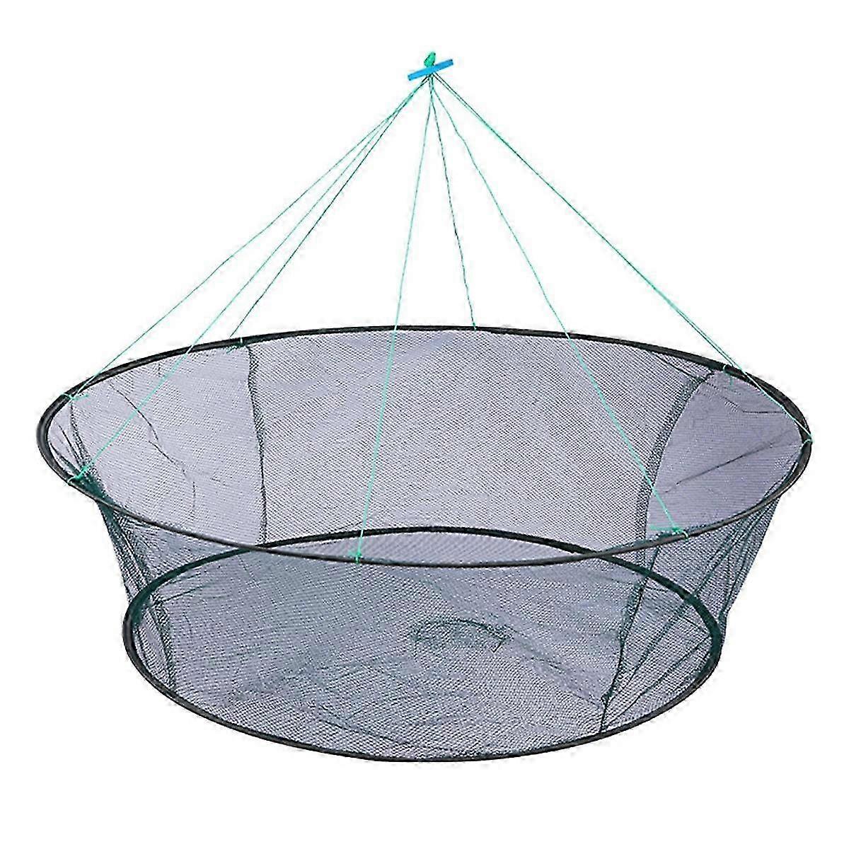 Foldable Drop Net Fishing Landing Nets Crayfish Shrimp Catcher Prawn Bait Crab Shrimp Pier Harbour Pond Mesh 150cm
