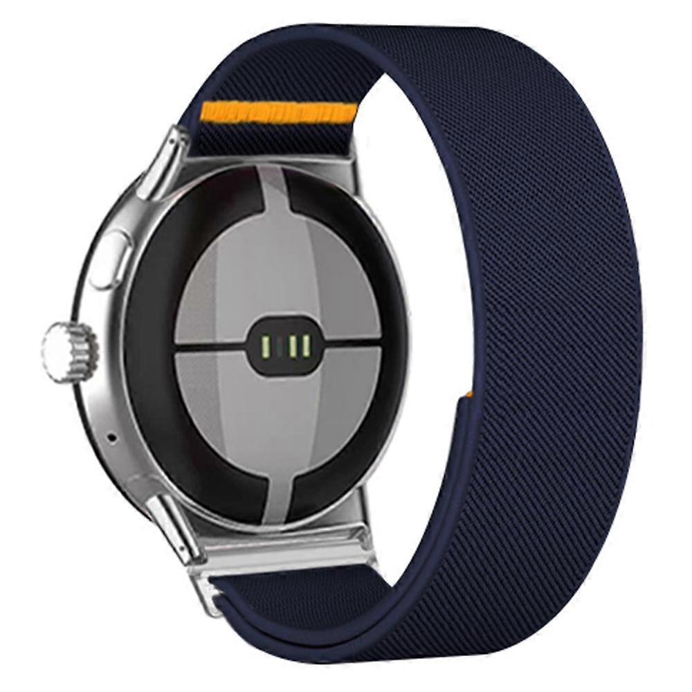 TKdaddy For Google Pixel Watch 3 45mm Nylon Watch Band Adjustable Elastic Replacement Strap Dark Blue