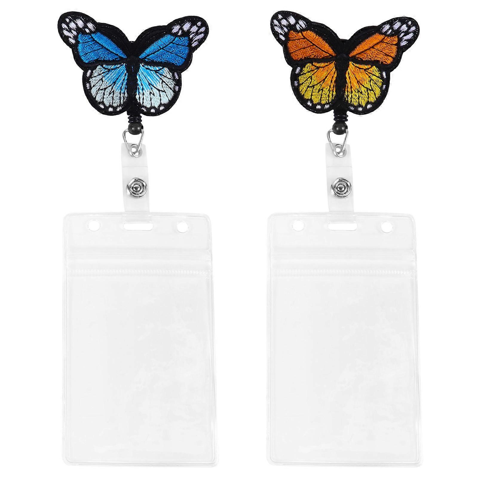 Blue Retractable Badge Clip for ID Card Holders Ideal for Office Use 2 Sets