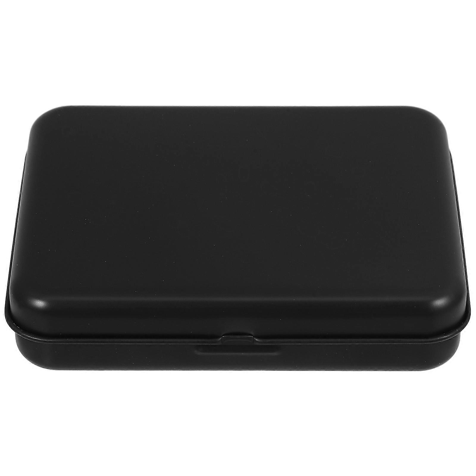 Portable Iron Storage Box with Lock for Travelers Slim Flip Design Black Privacy Protection 1Set