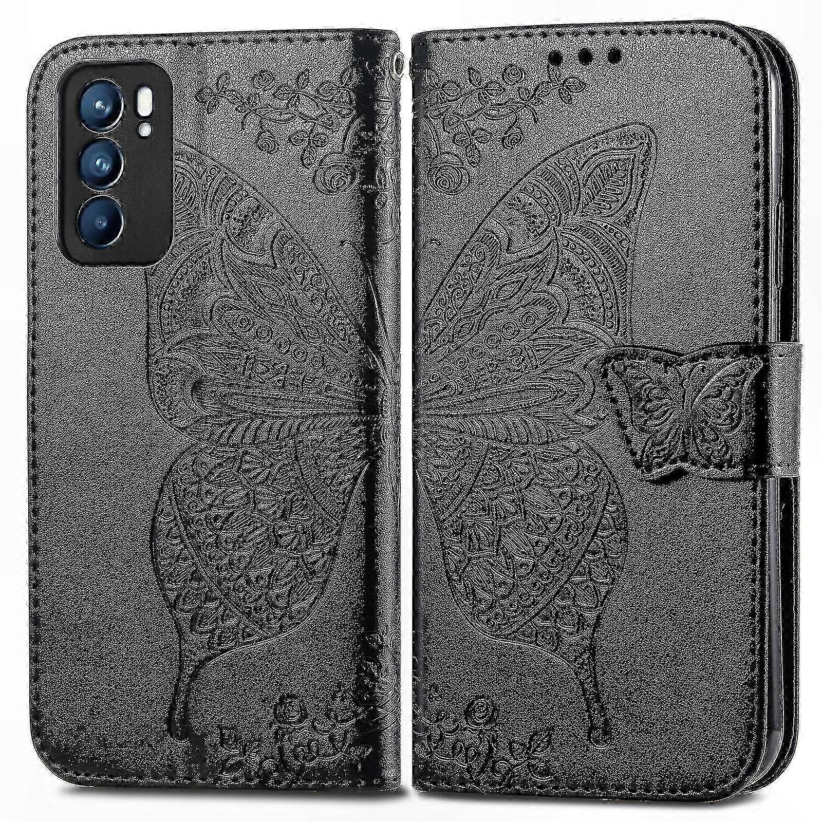 Magnetic Wallet Flip Cover Case for Reno 6 Pro Protective Shell with Stand Function and Card Slots