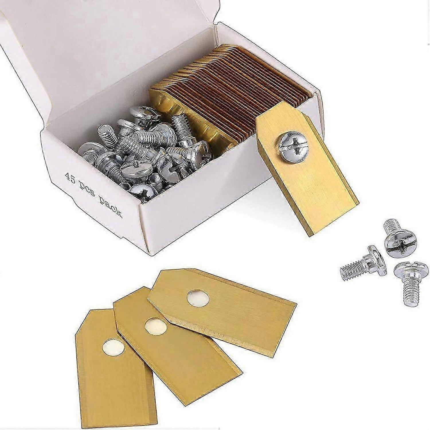 45 x Titanium Knife Blades for All Husqvarn/Automower/Yardforce/Gardena Robotic Lawn Mowers (3g-0.75mm) with 45 Screws, Replacement Blades for Models 