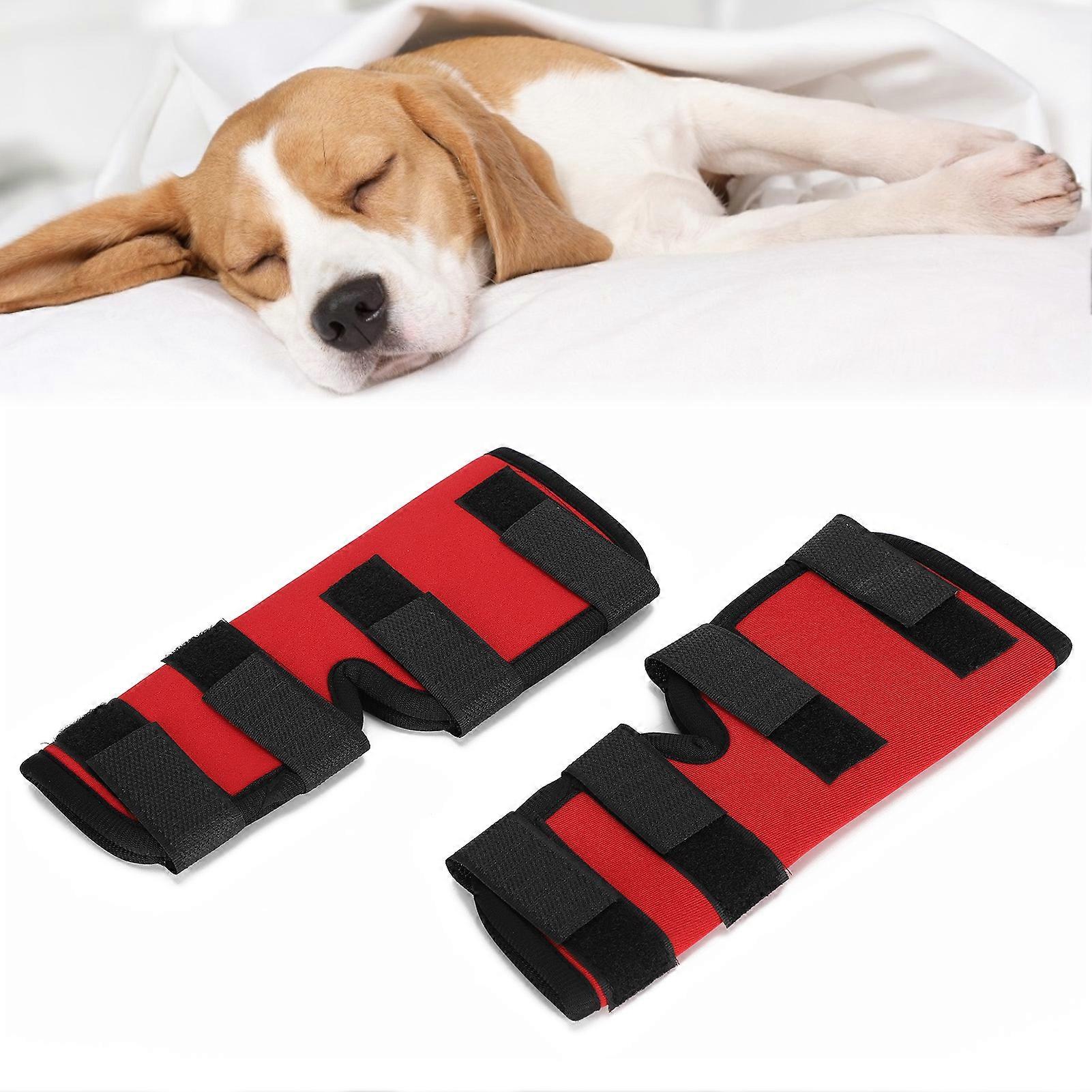 Dog Knee Pads Red Elastic Leg Support Wrap S XL Size Protector