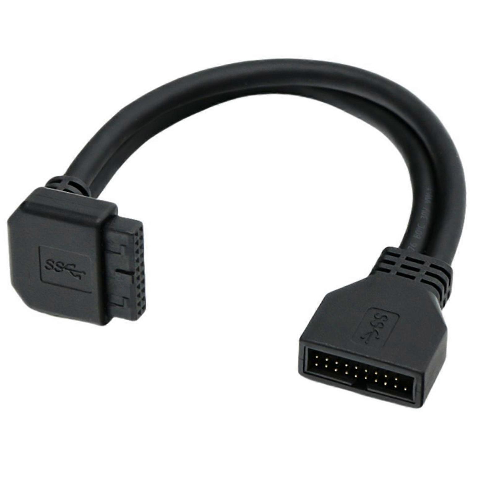 19Pin 20Pin USB3.0 Right Angled Adapter Cable Fast Speed Data Transfer Flexible PVC Shielding For Computer Motherboards Multicolor