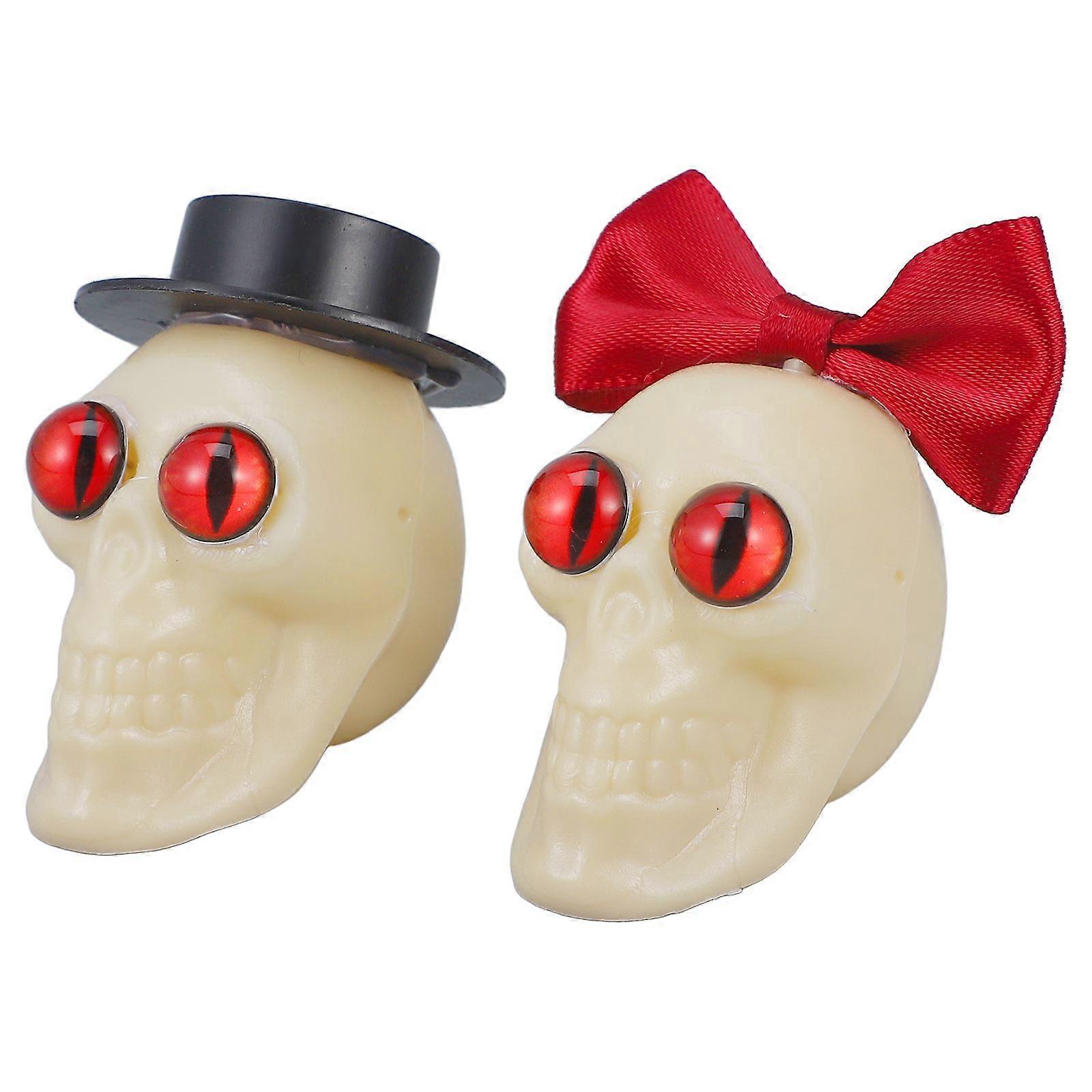 1 Pair Bride Groom Halloween Skull Human Skeleton Head Skull Haunted House Layout Prop