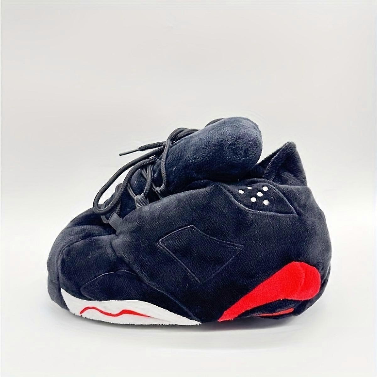 Sneakers Style Plush Slippers Winter Warm Non-Slip House Shoes,Unisex Fuzzy Indoor Slides