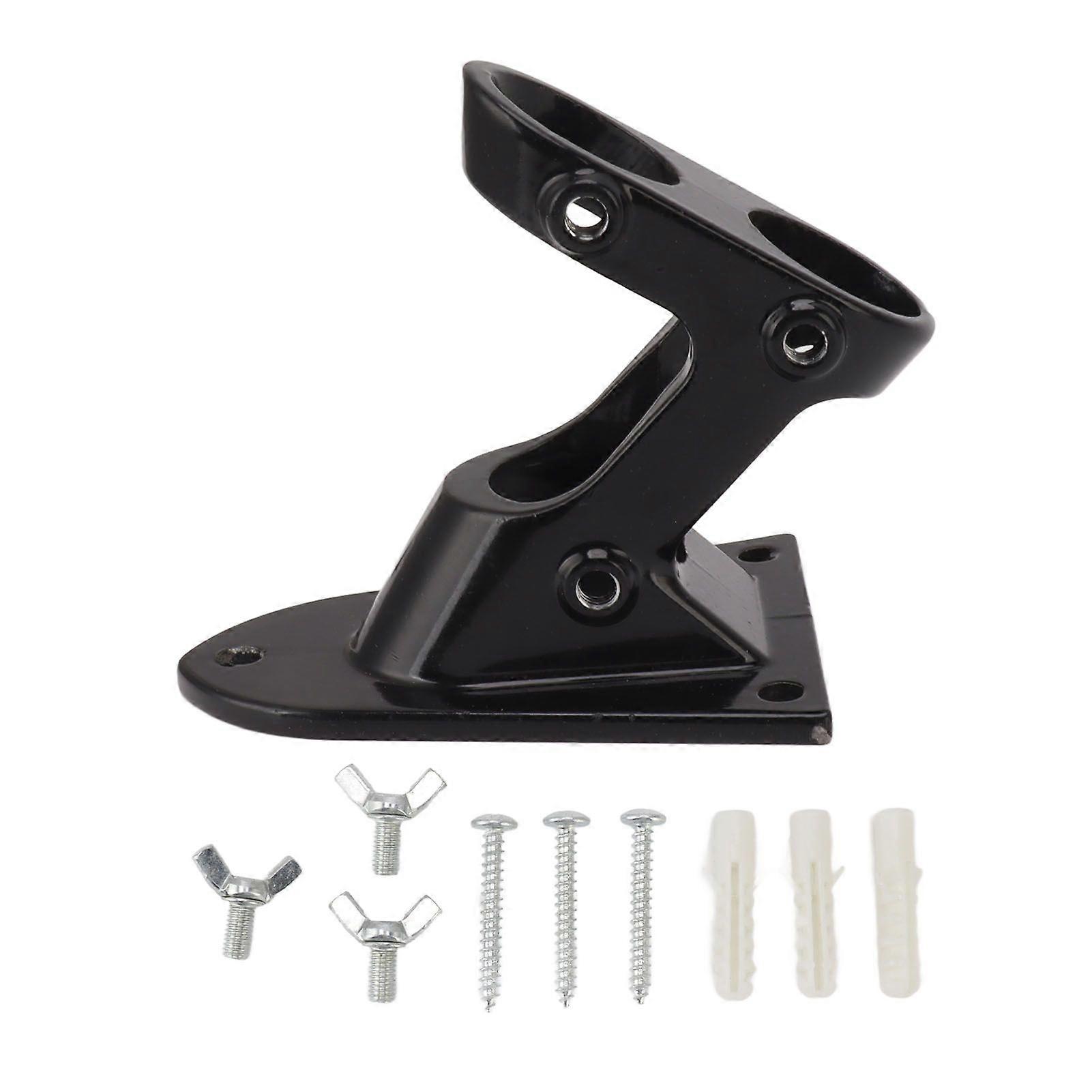 حامل عمود العلم مصنوع من سبائك الألومنيوم بفتحتين مقاوم للصدأ وسميك ومتين للاستخدام في الهواء الطلق باللون الأسود