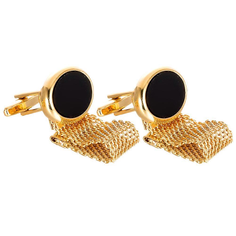 Golden Decorative Metal Buttons Oval Cufflinks for Decoration 2Pcs Shirts Buttons