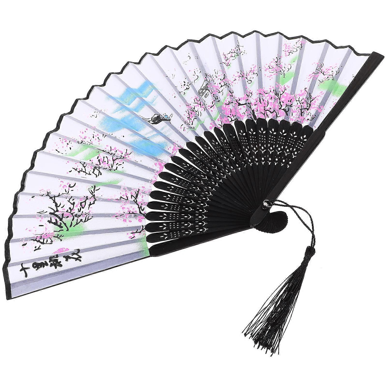 Retro Folding Fan Bamboo Handheld Fan for Decor 3Pcs Collection