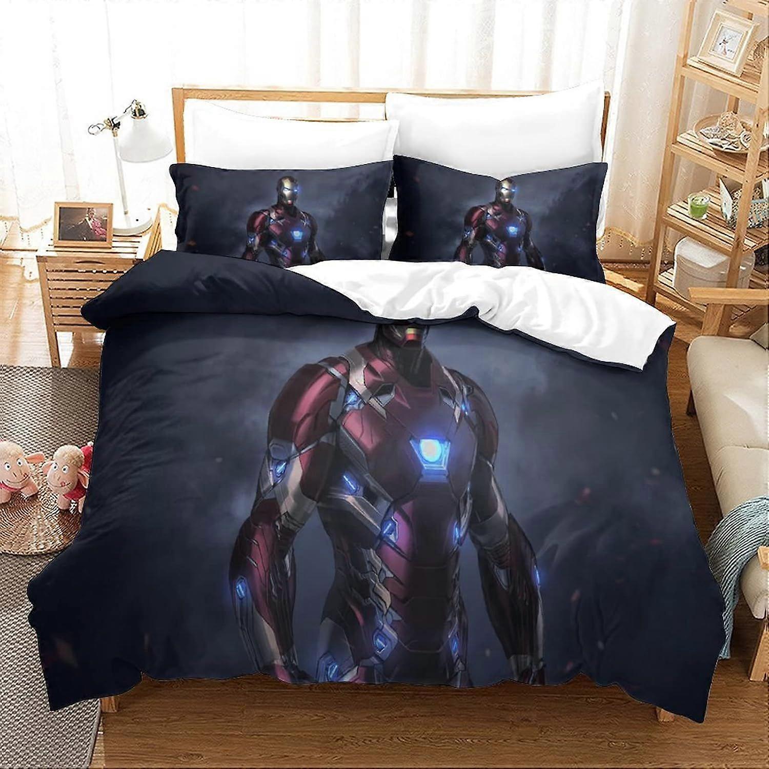 Bedding Sets Single Size Bedding Iron Man Printed Duvet Cover Soft Hypoallergenic Microfiber Quilt Cover with Pillowcase with Zipeer Closure for in Ki
