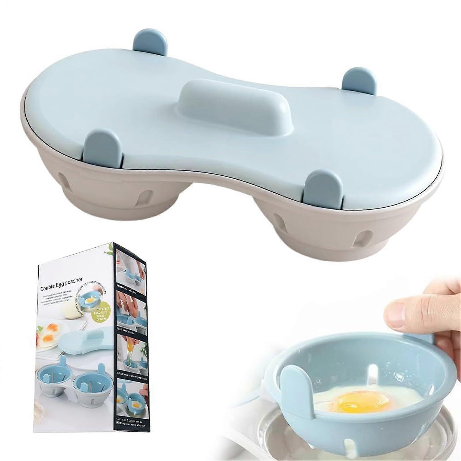 Egg Cooker Microwave Double Poaching Cup With Lid Portable For Breakfast Eggs And Sandwiches