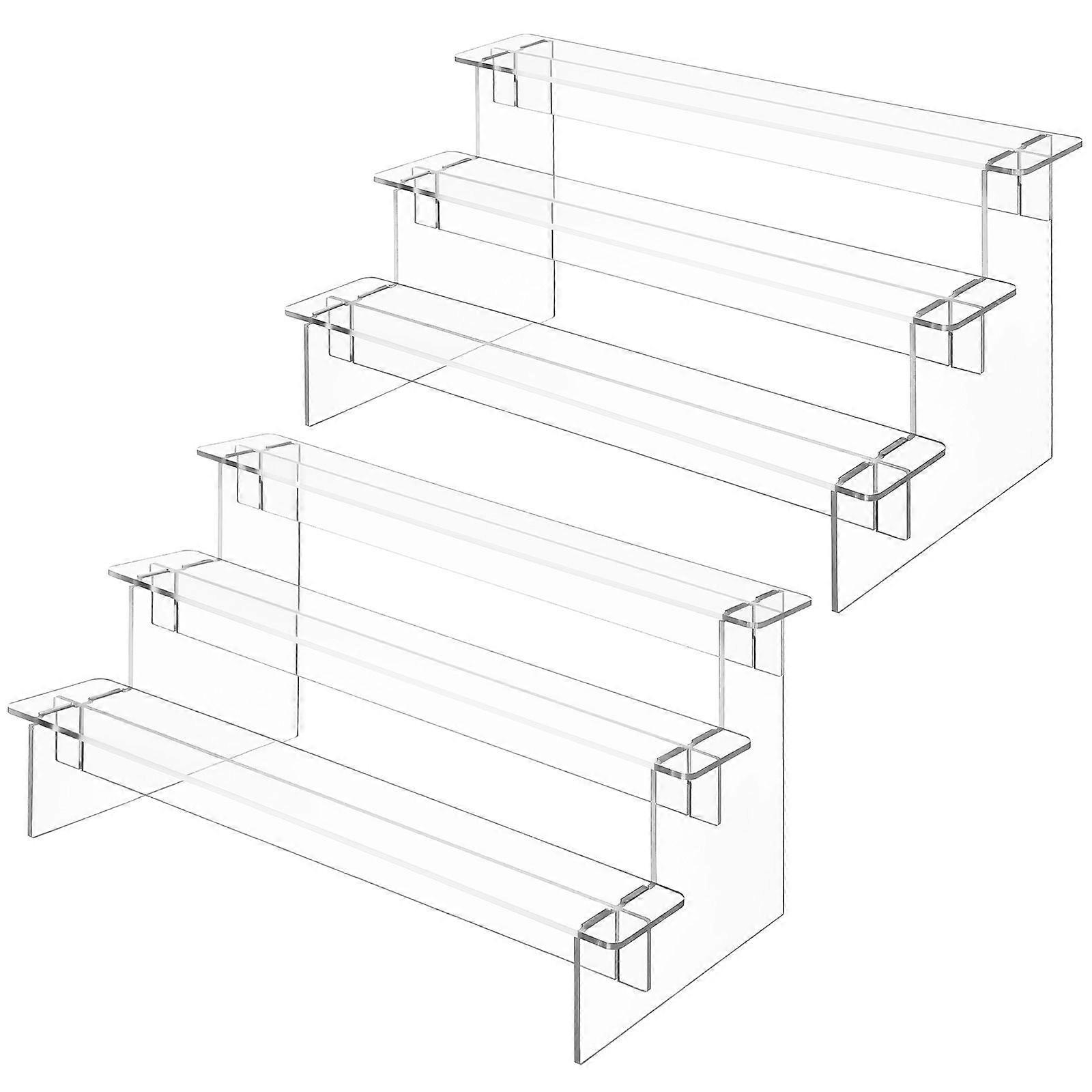 2pcs Acrylic Display Risers: 3-Tier Transparent Stand For Action Figures And Figurines - Organizer For Desktop Showcase And Decoration