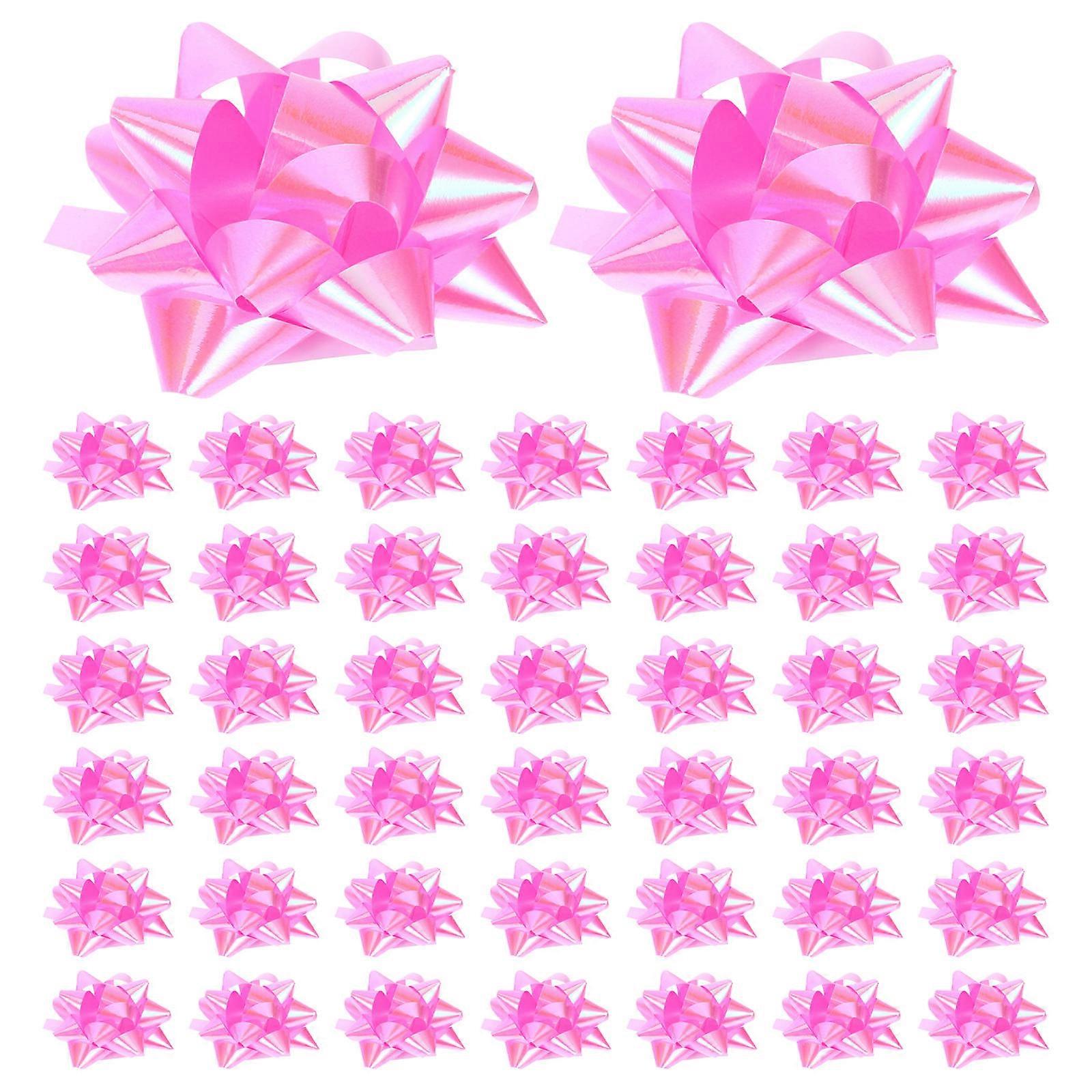 100Pcs Ribbon Present Bows for Party Decorations and Holidays Pink Star Bow Crafted from Safe Pp Material