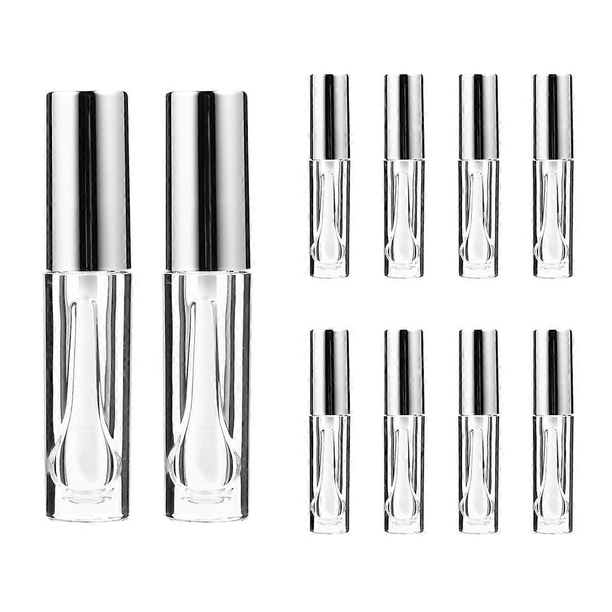 Lip Gloss Bottles 10Pcs Stylish Cylinder Shape For Women 9.5X2cm Silver Modern Storage Solution