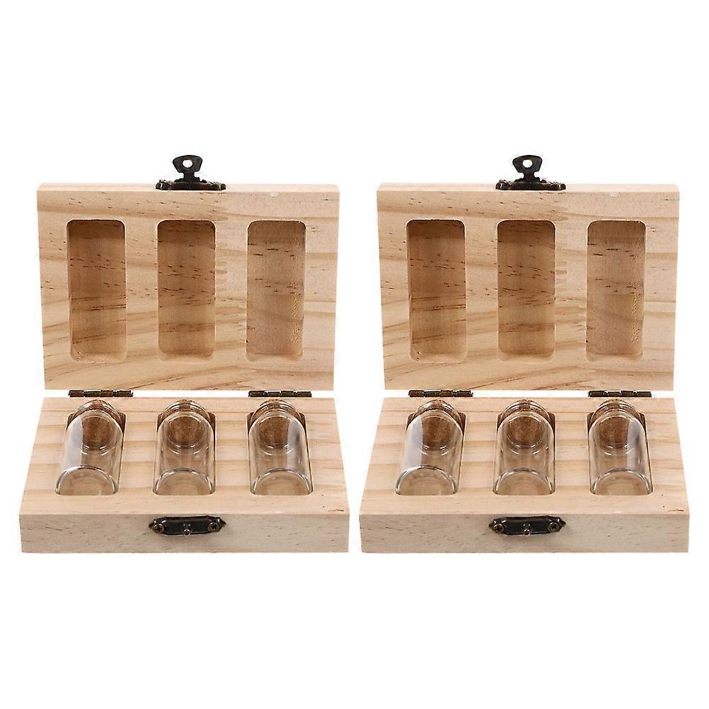 Baby Hair Preservation Box for Keepsake with 2Sets Wooden and Glass Storage