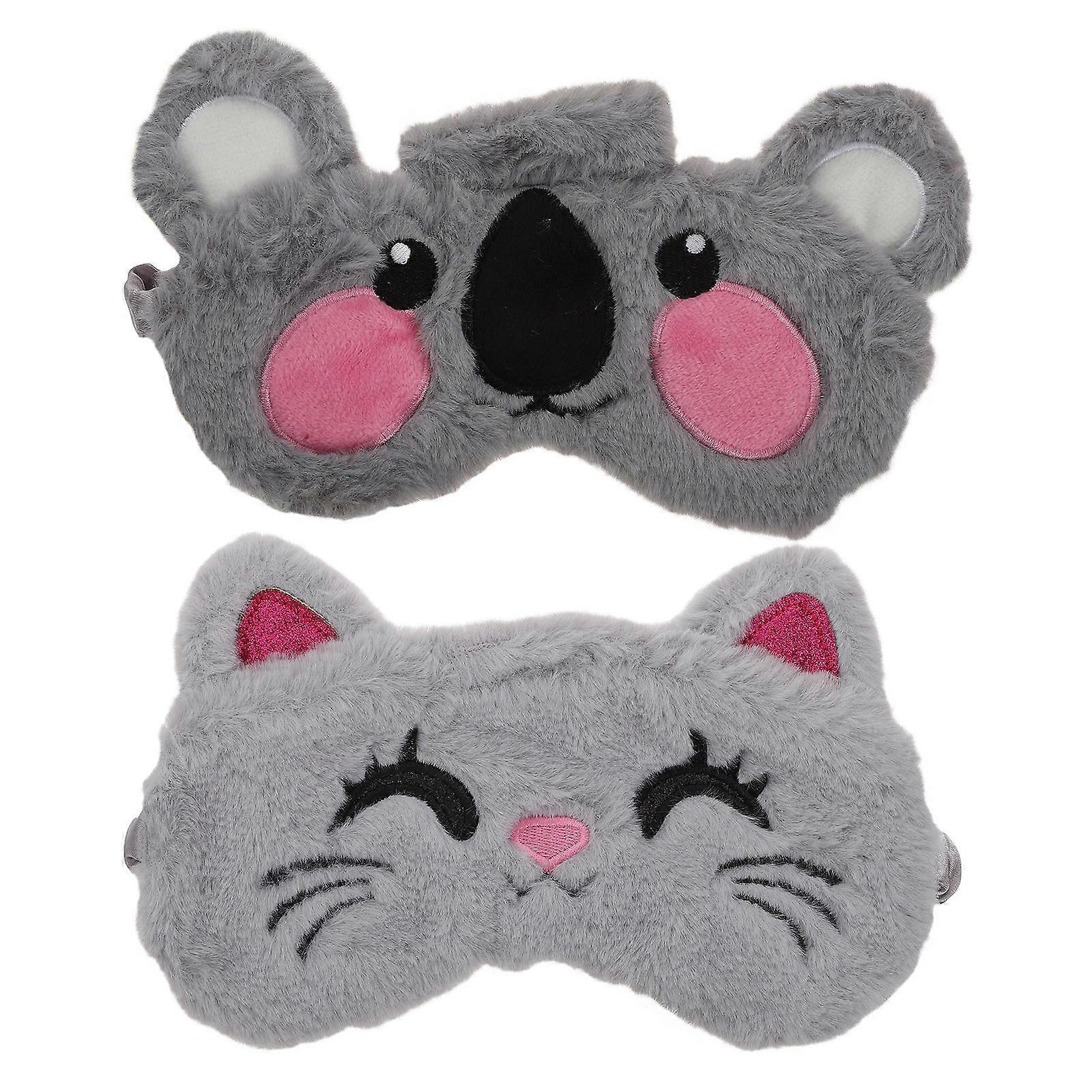 Plush Sleep Eye Masks Eye Protective Patches Cartoon Design 2Pcs