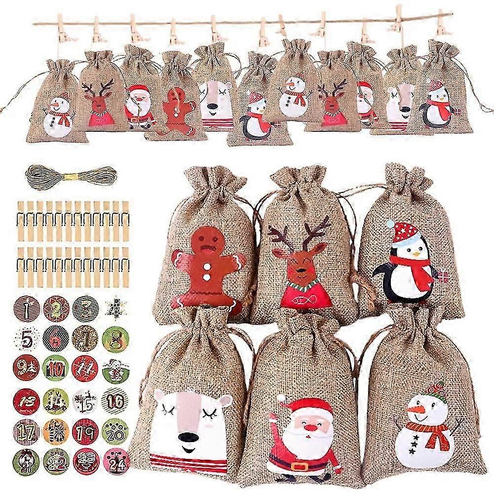 2023 Advent Calendar Advent Calendar Gift Bag Set 24pcs/set DIY Christmas Advent Calendar Santa Claus Christmas Doll Merry Christmas Navidad kid Gift