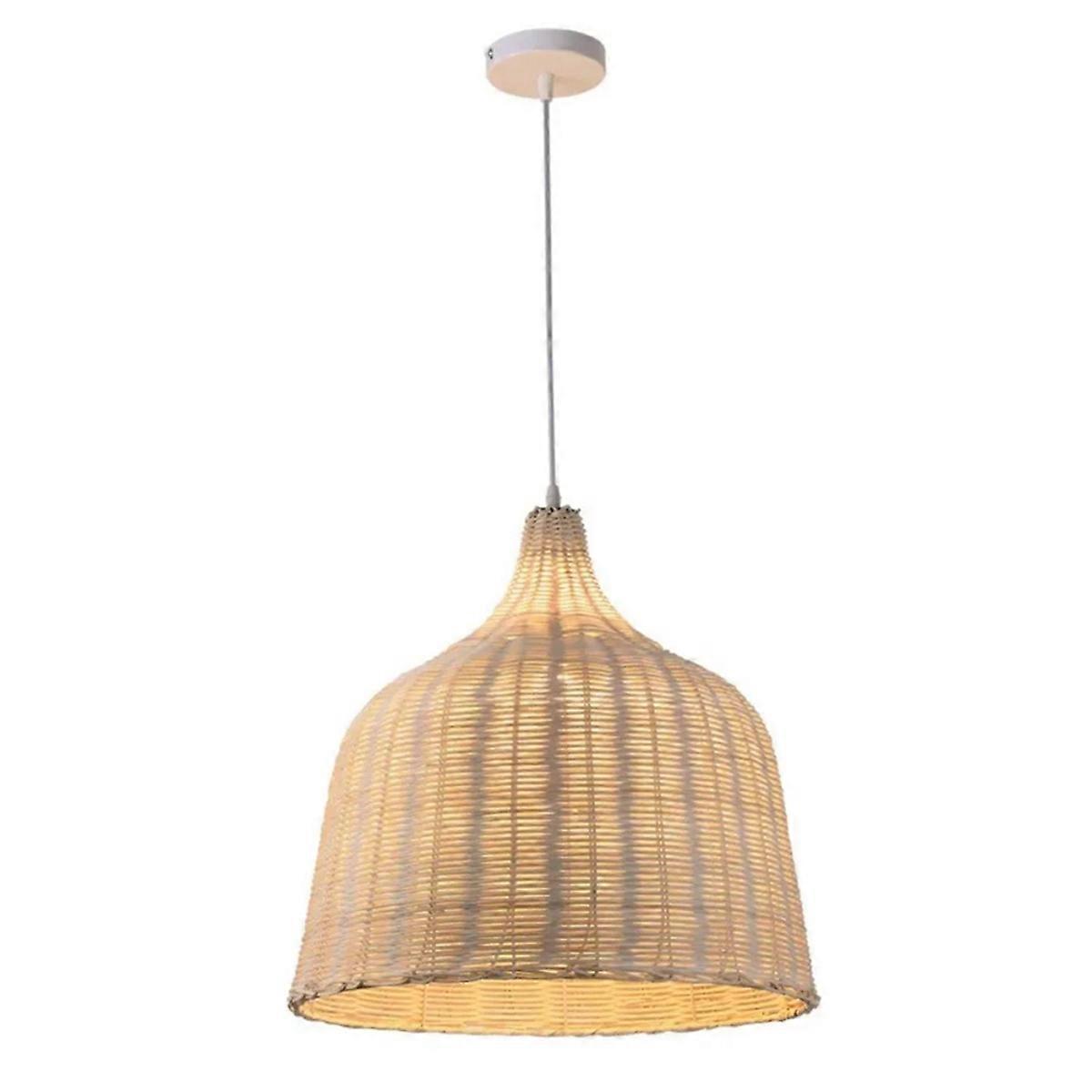 Customization Chinese Indoor Bamboo Weaving Wicker Pendant Light Retro Round Wooden Rattan Hand Wove