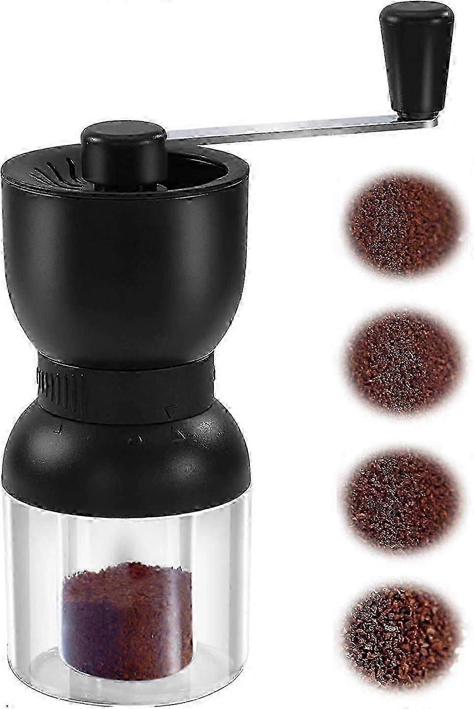 Manual Coffee Grinder with Ceramic Burrs, Hand Coffee Mill with 2 Containers Adjustable Coarseness