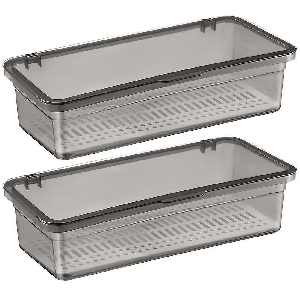 Multi-Function Chopsticks Case Chopstick Storage Container Covered Design For Home Use Black 26.80X12.00X7.00CM 2Set