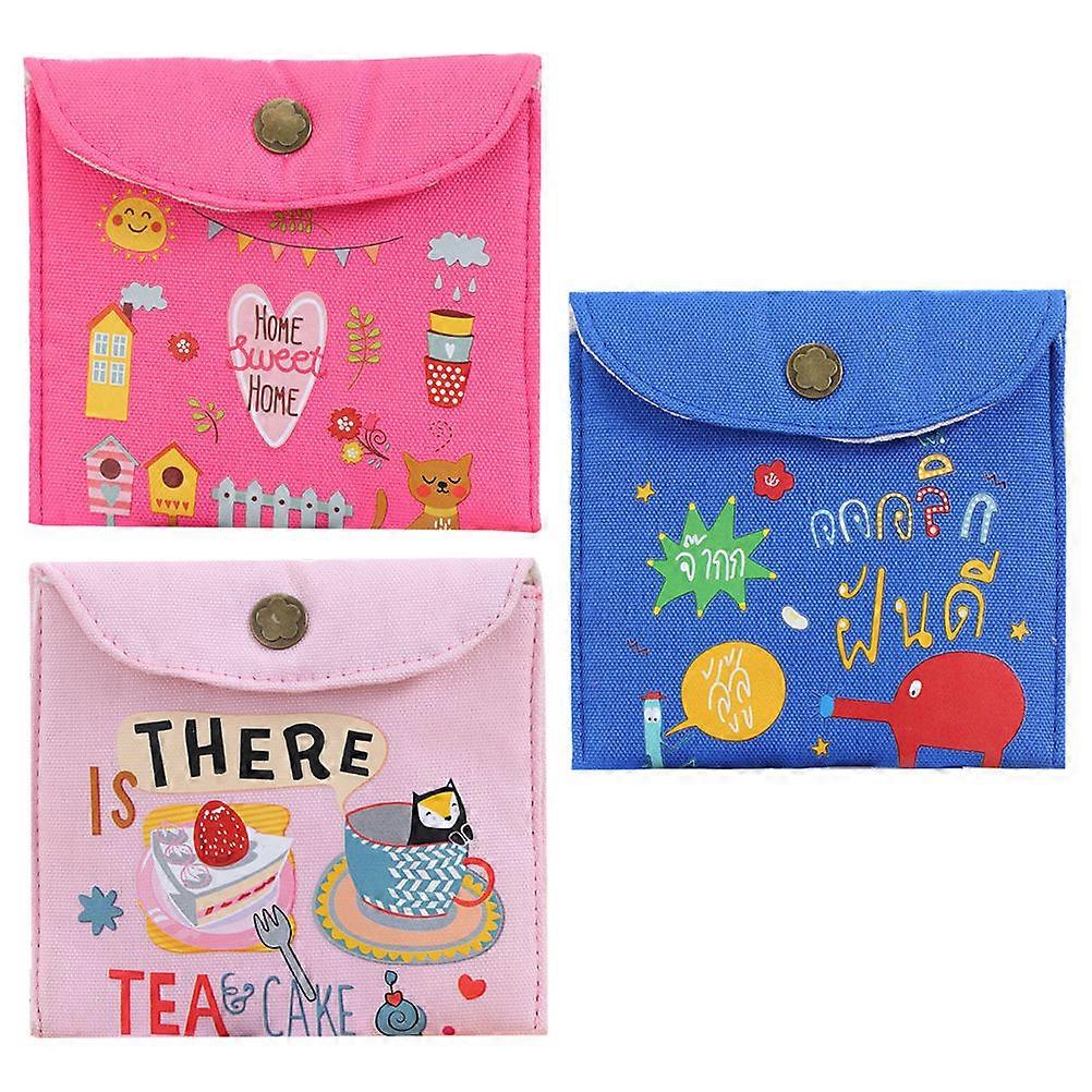 Sanitary Towel Pouch Canvas for Menstrual Pad Storage 6Pcs Set