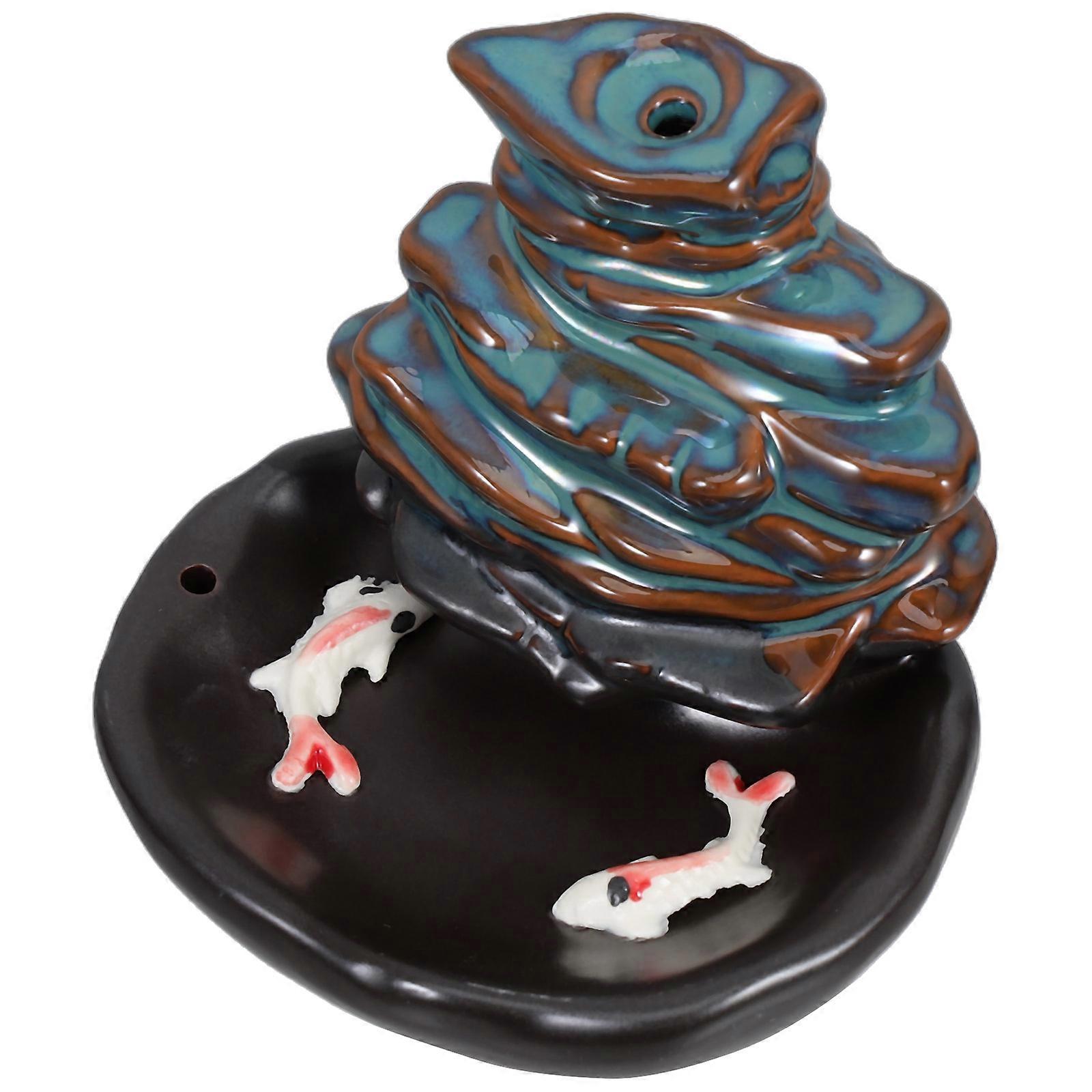 4Pcs Ceramic Backflow Incense Burner Waterfall Style for Tabletop Use
