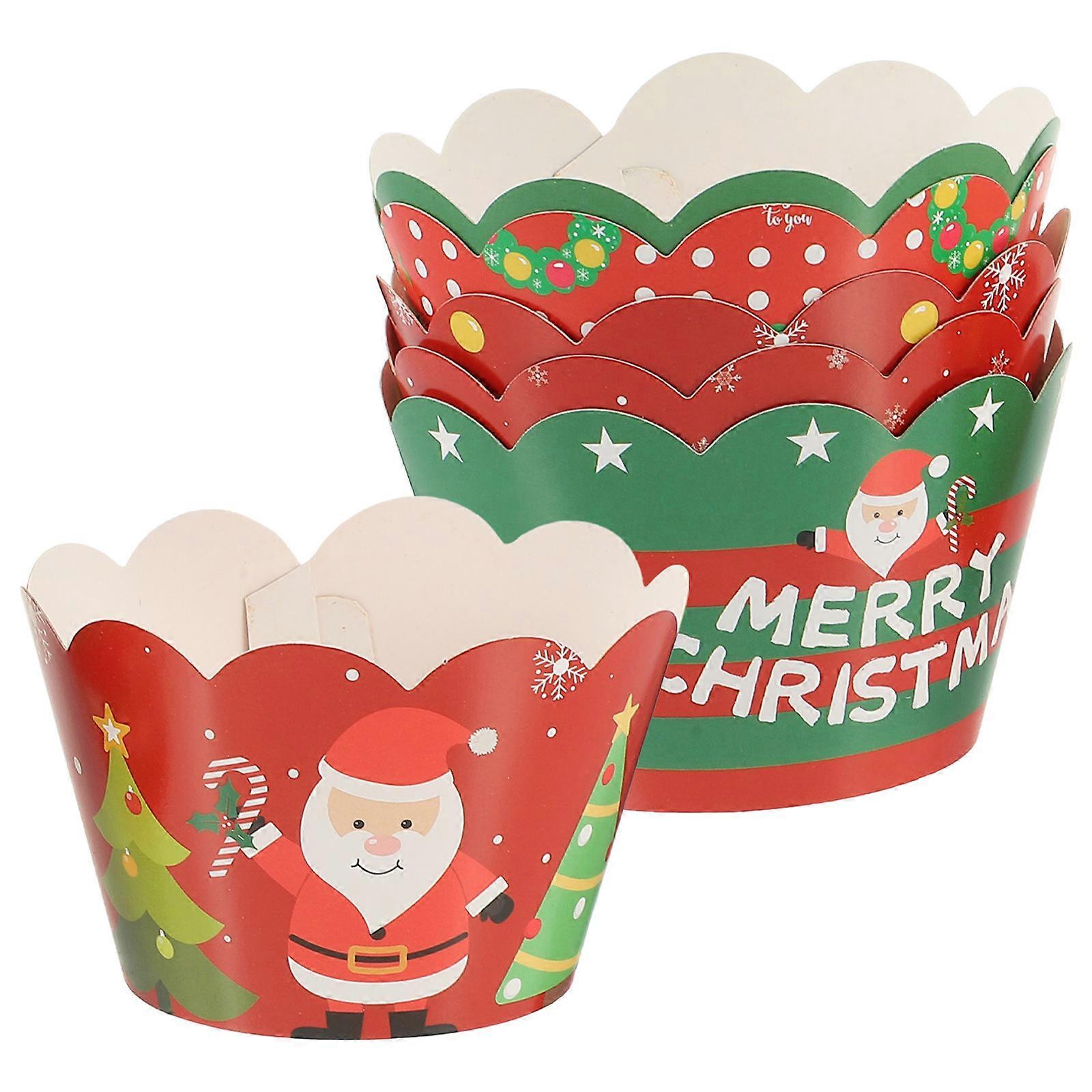 Cupcake Wrapper 30 Pcs Assorted Color Christmas Design Cake Decoration For Holiday Celebration