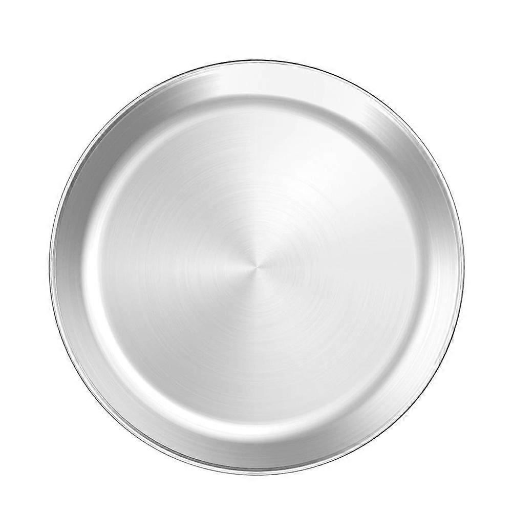 Food Plate Round Shape Plate for Serving Use 2Pcs Silver Kitchen Tray