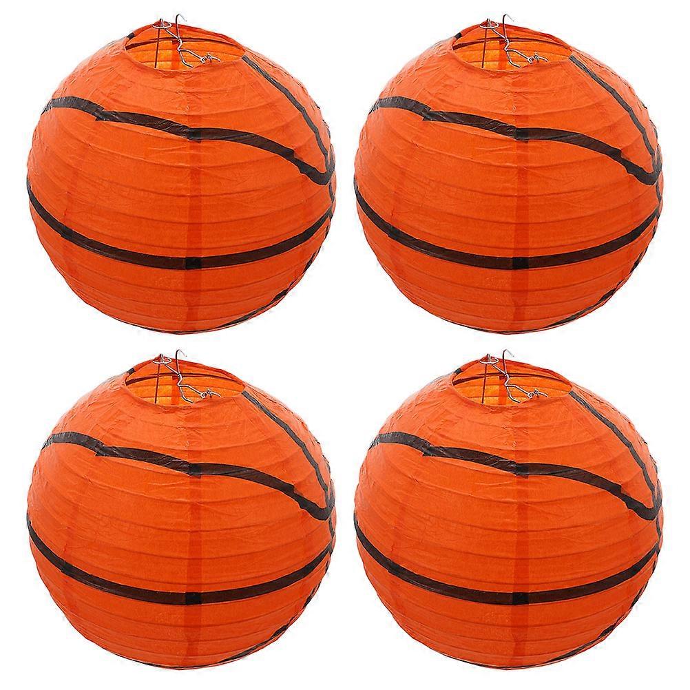 Sports Theme Basketball Lanterns for Party Decor 8Pcs Foldable Paper Lanterns