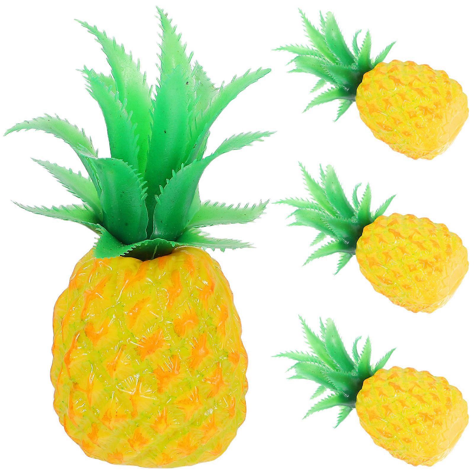 Plastic Pineapple Decoration Artificial Fruit Model for Decoration 4Pcs Set