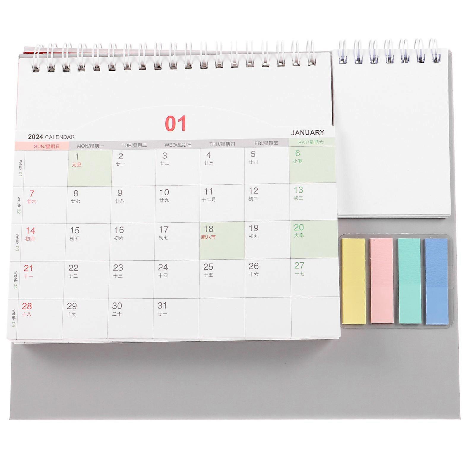 Assorted Color Desktop Calendar 5Pcs Simple Style Household Use Elegant Gift Giving Solution