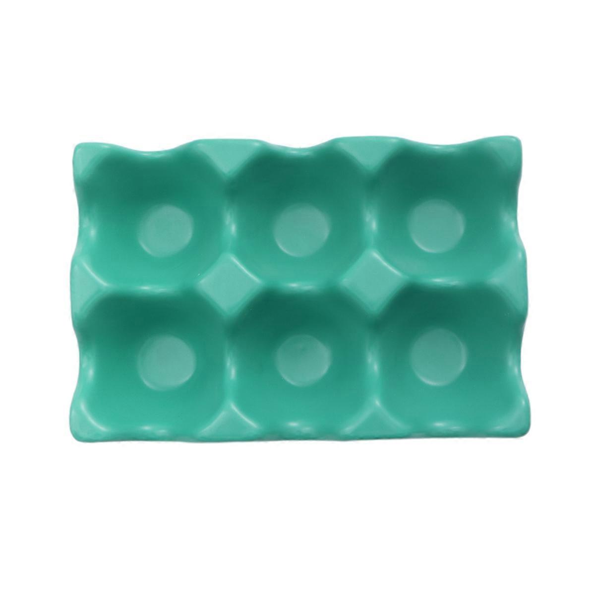 6 Grids Ceramic Egg Holder for Egg Storage with 2Pcs Green Tray