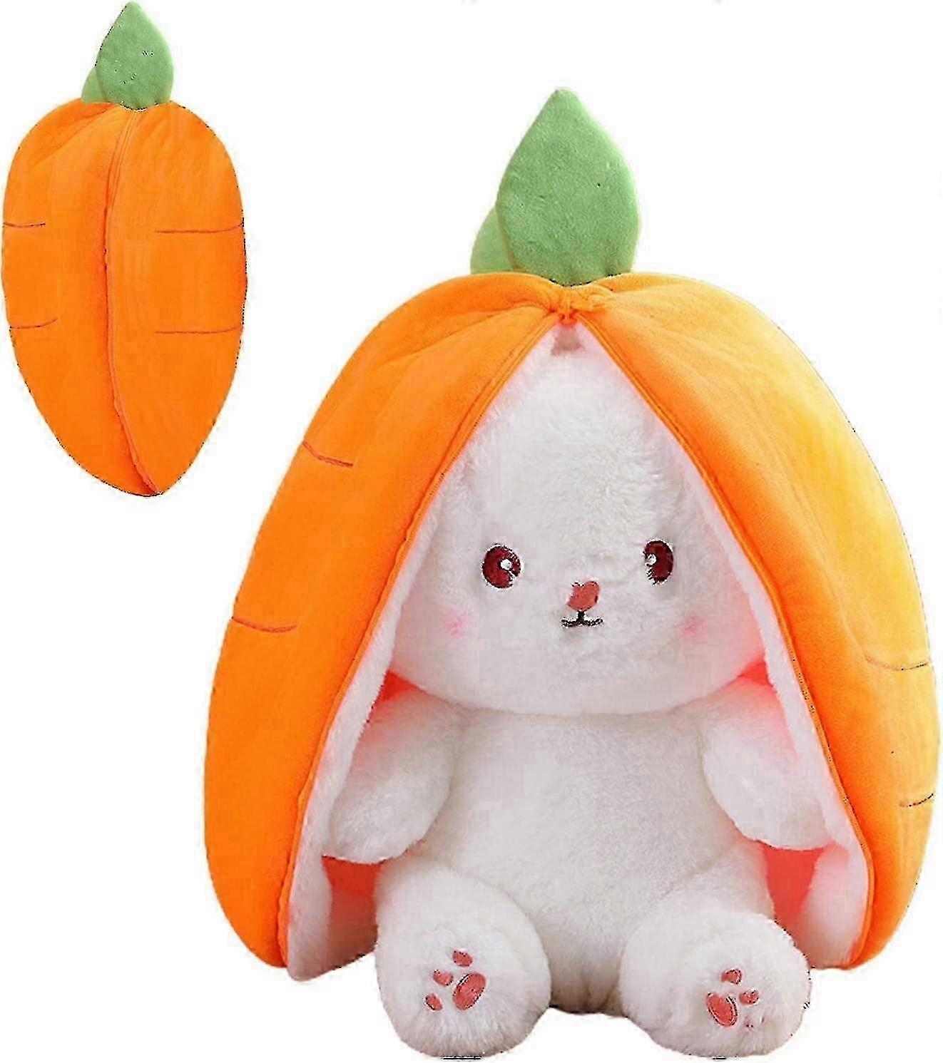 Easter Hide And Seek Bunnies In Carrot Pouch, Bunny Plush Toy, Reversible Bunny Carrot Strawberry Pillow Plush