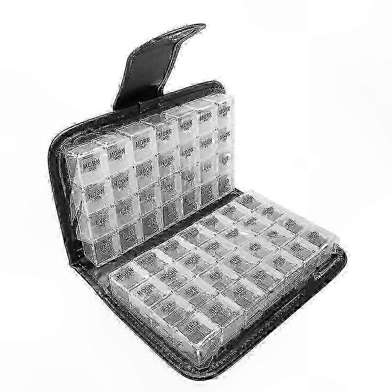 28-Compartment Pill Organizer for 14-Day Medication Management with 4 Doses Per Day Storage Solution