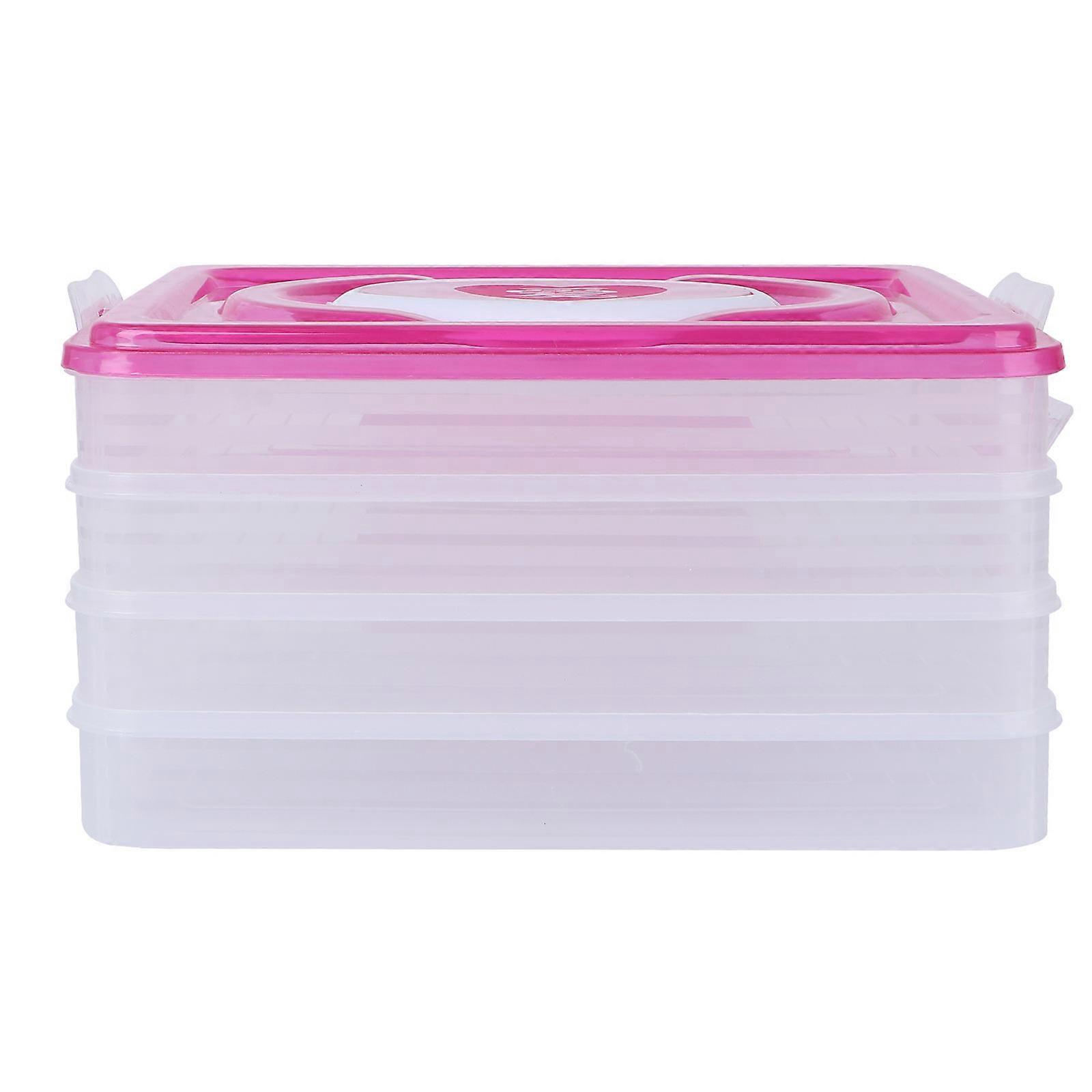 Dumpling Holder 2Pcs Moistureproof Refrigeration Container For Food Storage Portable Pink Design