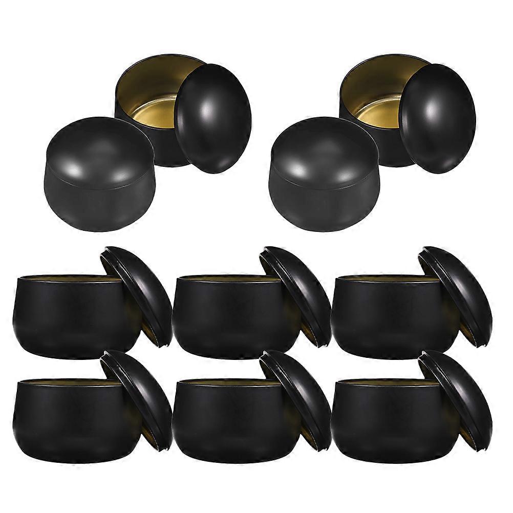 Mini Tea Packing Jar 10Pcs Airtight Food Storage Container For Travel With Round Dome Shape In Black Color