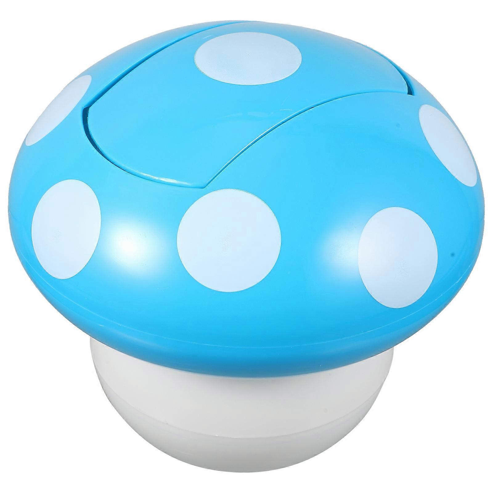 Blue Decorative Trash Bin for Office Use 2Pcs Mushroom Shaped Garbage Can