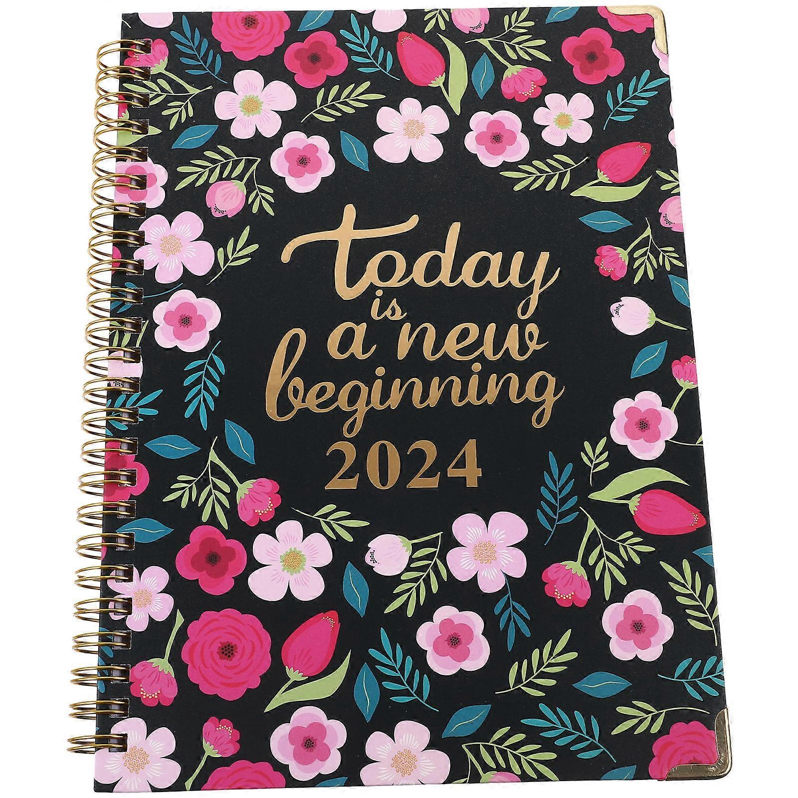 English Planner 2024 Monthly Spiral Notebook for Writing Use 3Pcs Planner