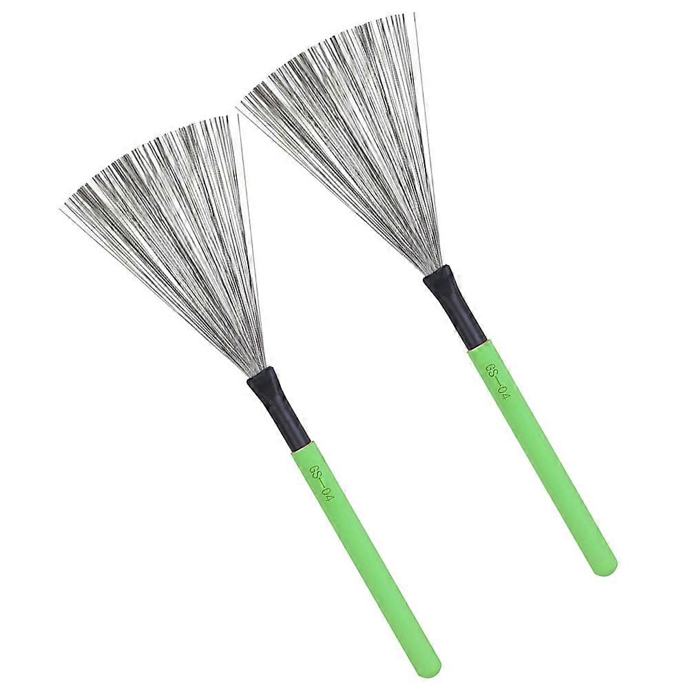 Drum Brush For Percussion Instrument With Wooden Handle Producing Crisp And Soft Tones Green 5 Pairs