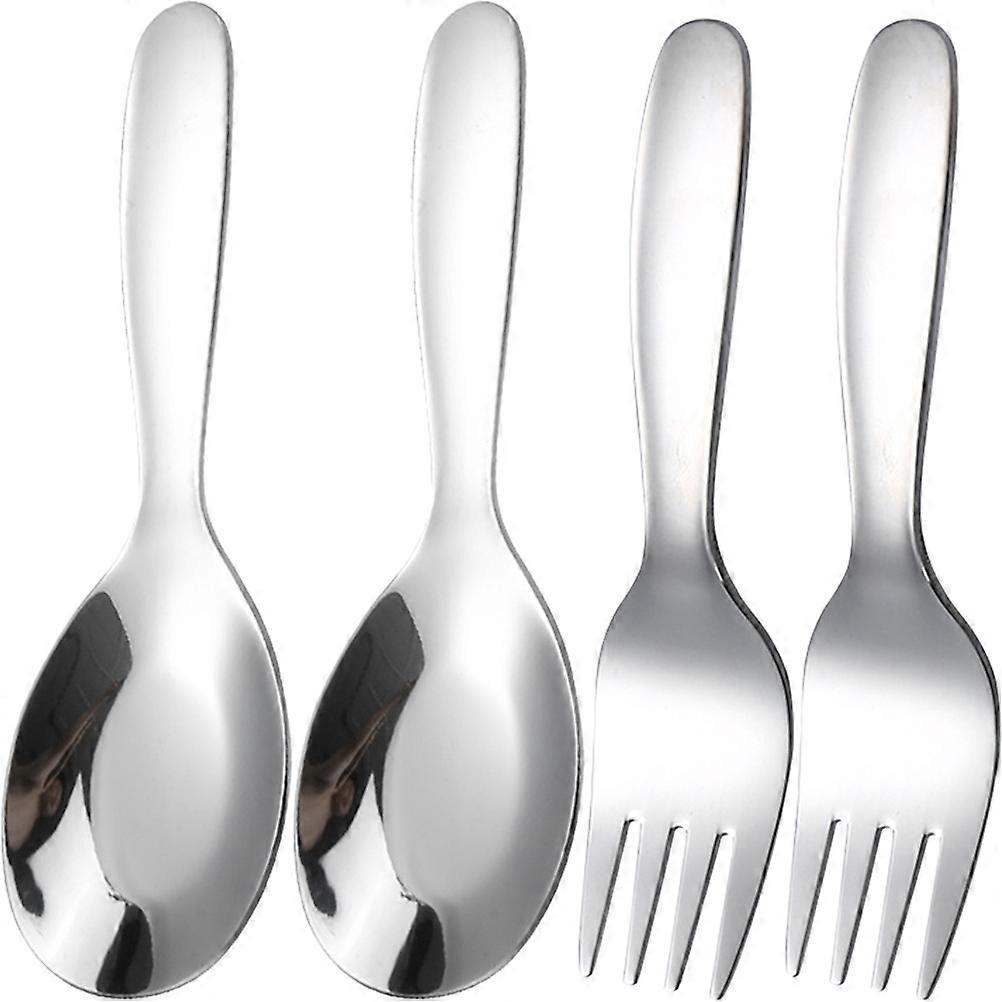 Stainless Steel Serving Spoon Fork Set 4Pcs Durable Kitchen Cutlery