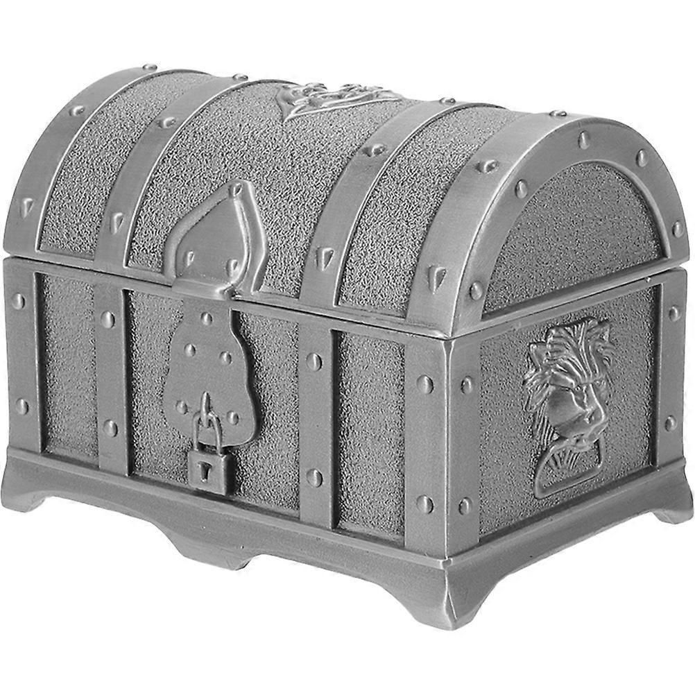 Small Treasure Box Jewelry Holder Alloy Velvet Interior Rectangular Table Decoration 1Pcs