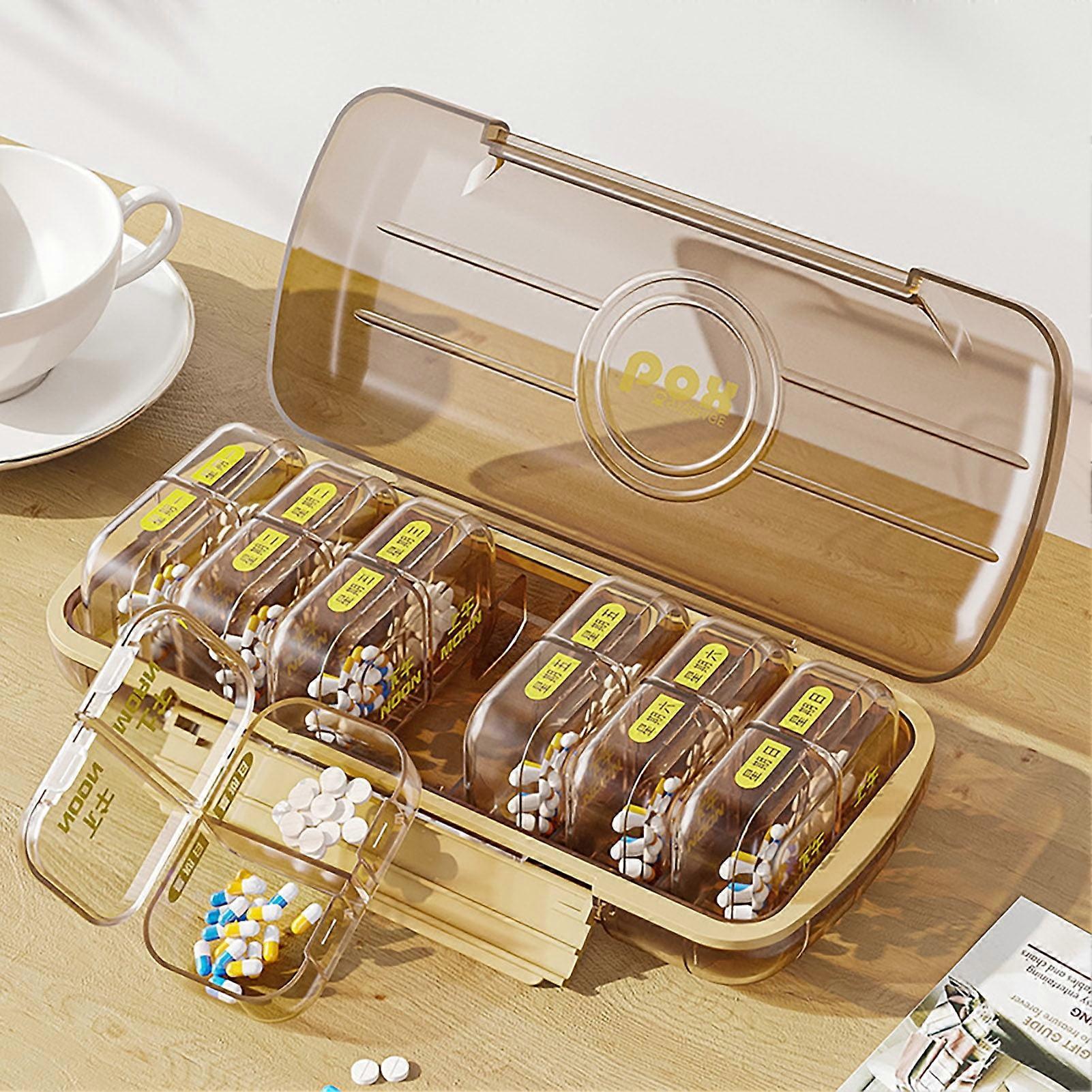 Homerr Pill Box Organizer Twice-a-day Box Seven Day Pill Box Convenient Container 14 Compartments Design Weekly Organizer for Home Travel
