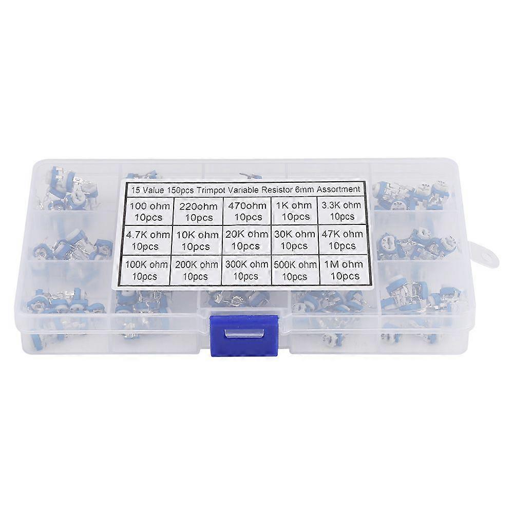 150Pcs Blue White 100ohm-1Mohm Vertical PCB Preset Variable Resistor Trimmer Potentiometer