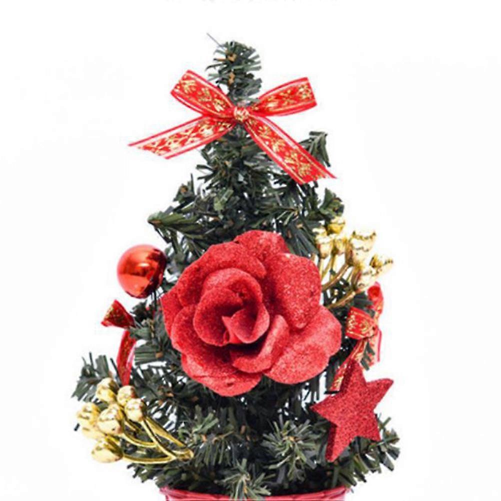 Mini Artificial Christmas Tree 2Pcs Xmas Trees For Office Decoration 20Cm Golden A And Red A Festive Atmosphere
