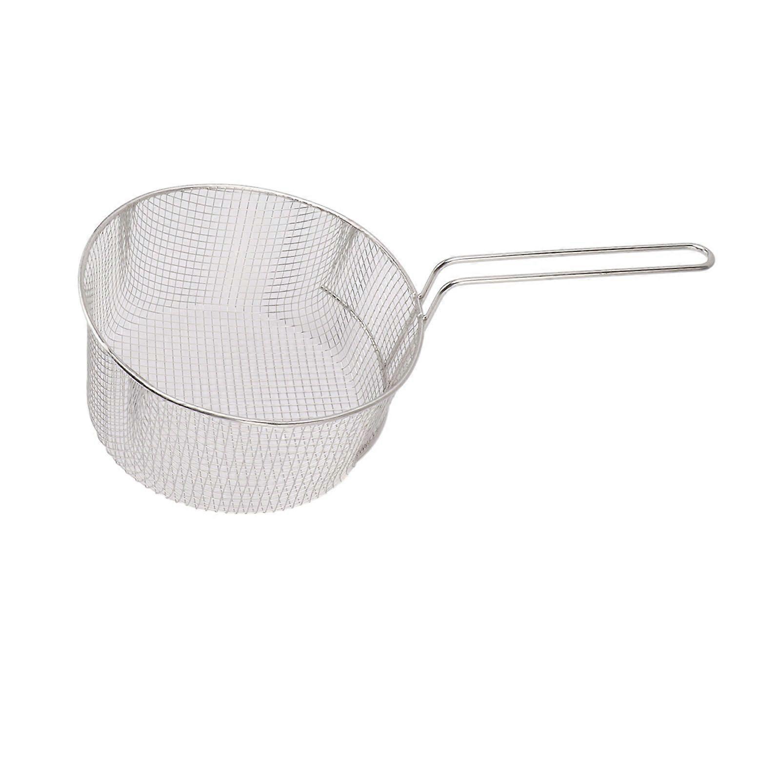 Frying Basket Stainless Steel Long Handle Reusable Rust Resistant Fry Net for Fish Chicken Nuggets Handle Without Rubber