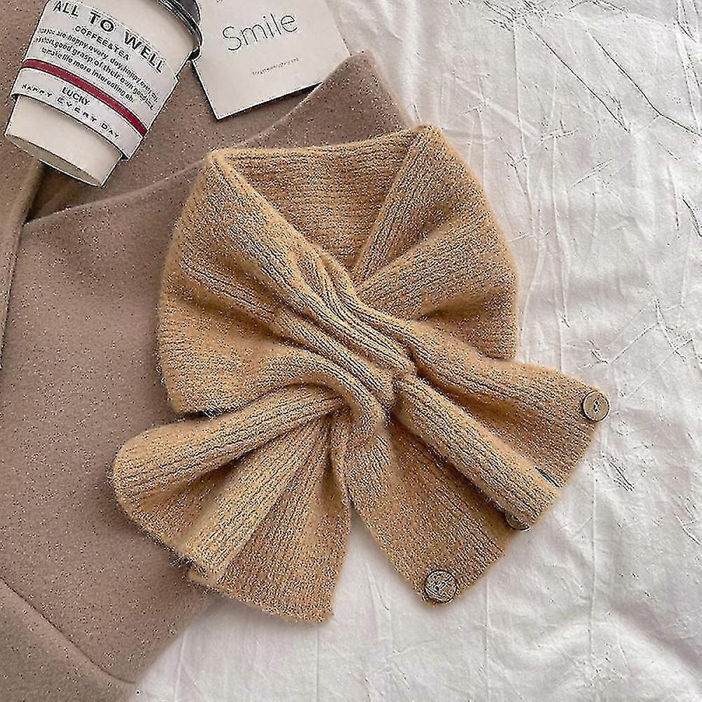 Women's short small scarf, autumn and winter cross-knit scarf, Korean-style color matching scarf.