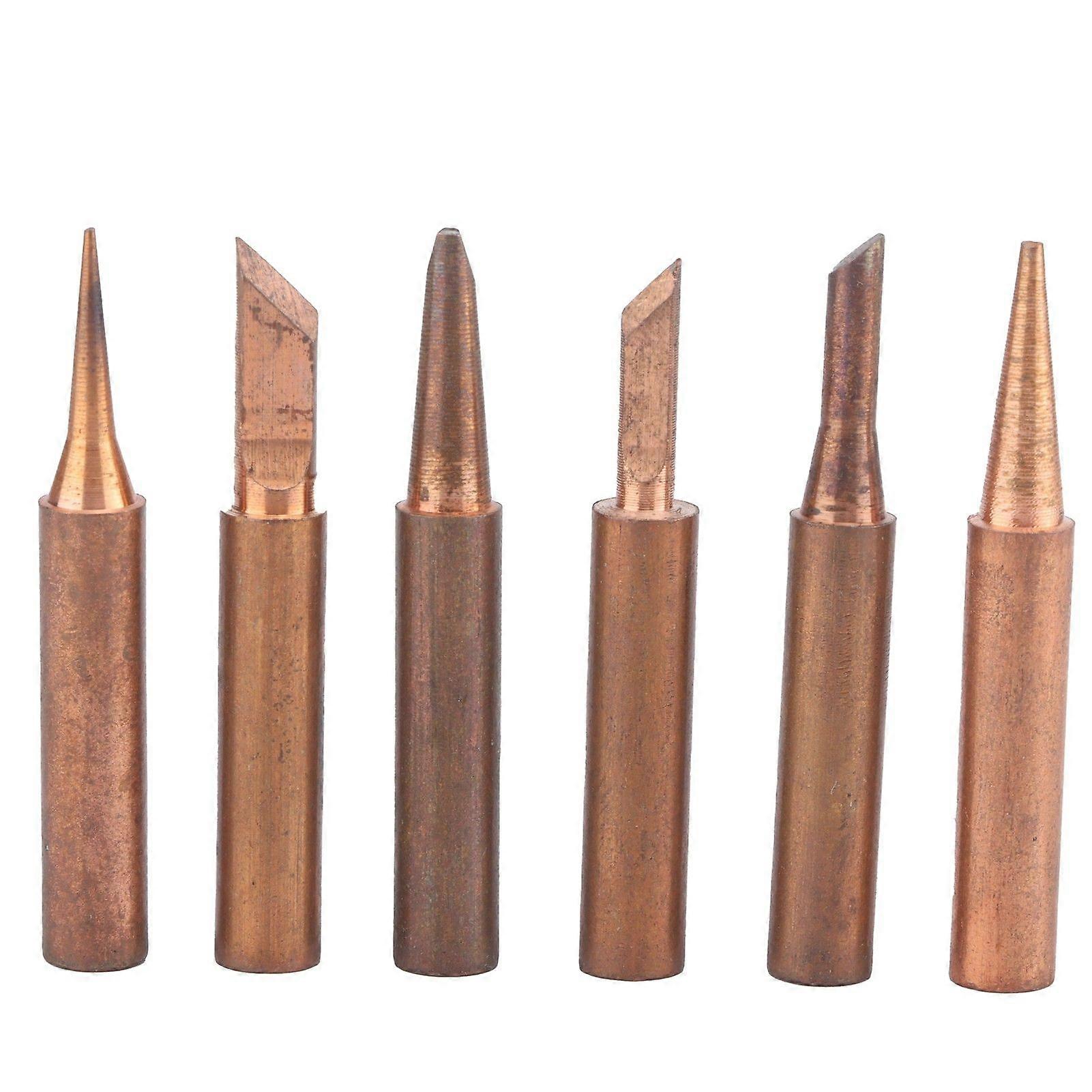 6Pcs Solder Tips Externally Heated Pure Copper Welding Head Replacement Soldering Station Tool