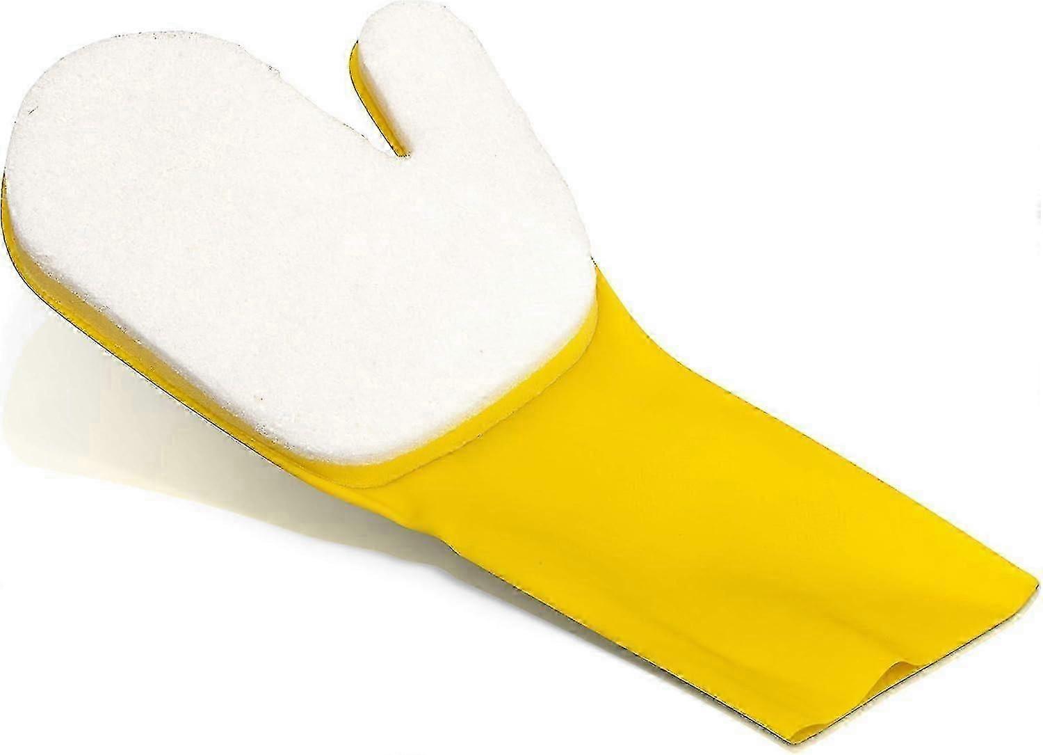Glove with sponge to clean the waterline of the pool