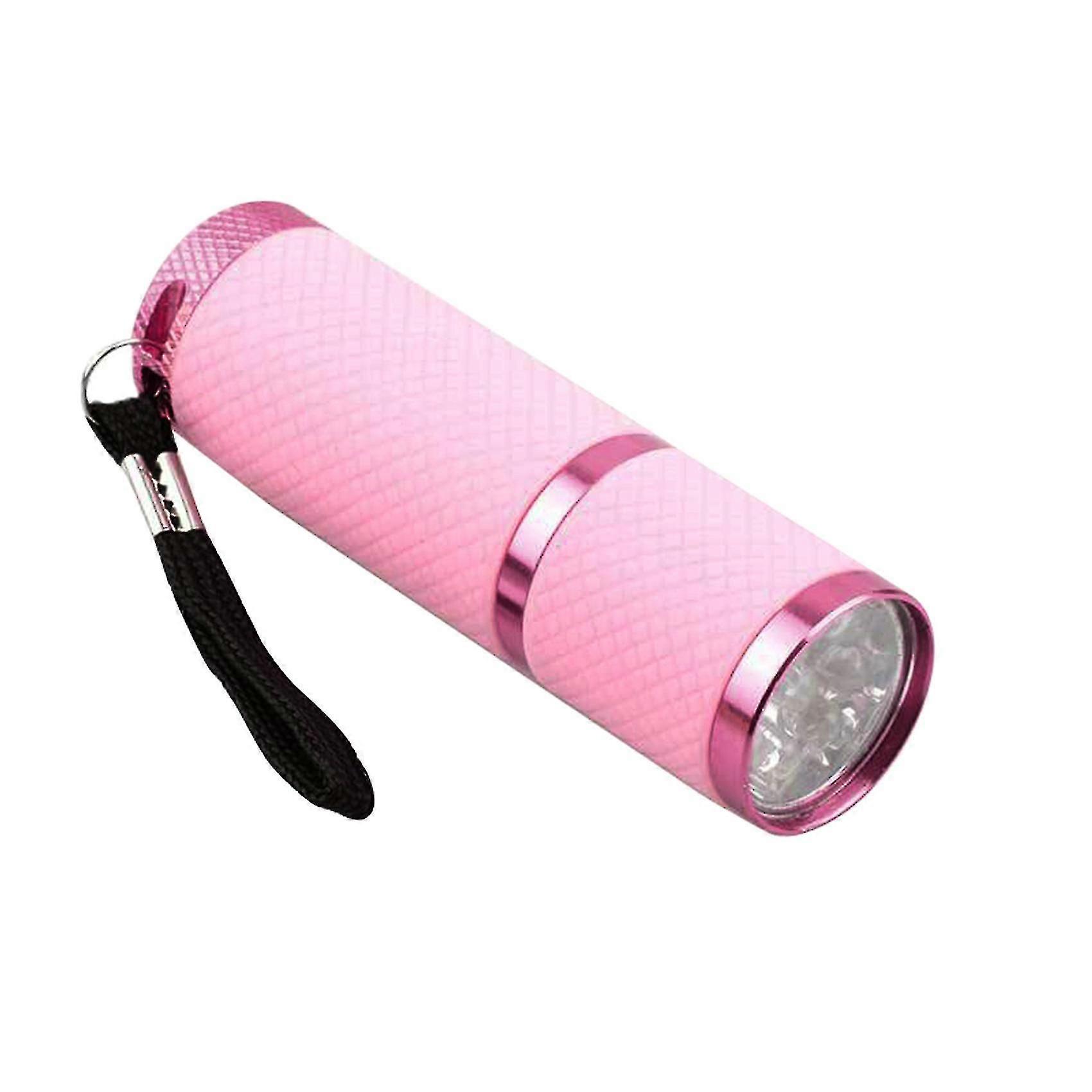 Mini lampe torche d'extérieur à 9 LED recouverte de caoutchouc rose