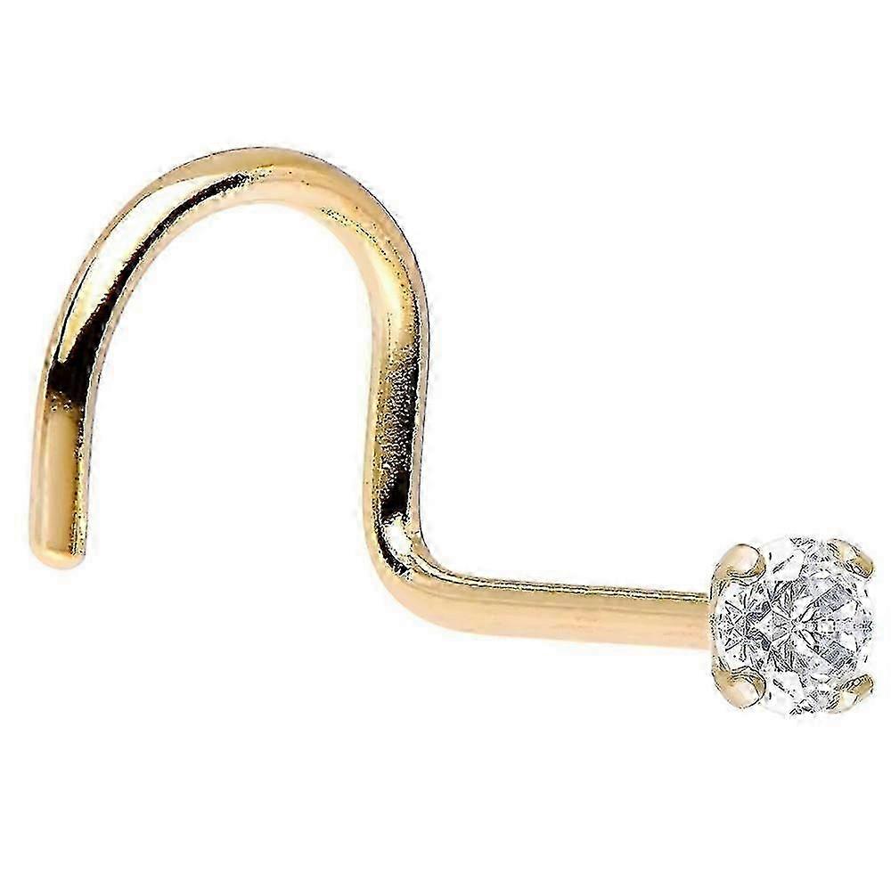 Solid 14K gull neseskrue med ekte diamant